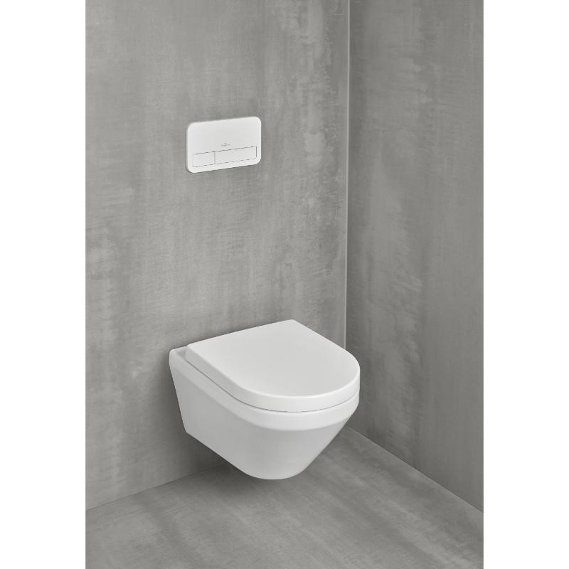 Vas WC suspendat Villeroy & Boch Architectura TwistFlush, CombiPack, cu capac SoftClose, alb alpin